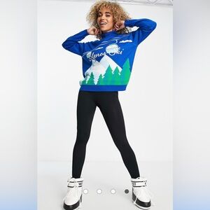 NWT Threadbare for ASOS Women’s Apres Ski Blue Soft Knit Turtleneck Sweater M -